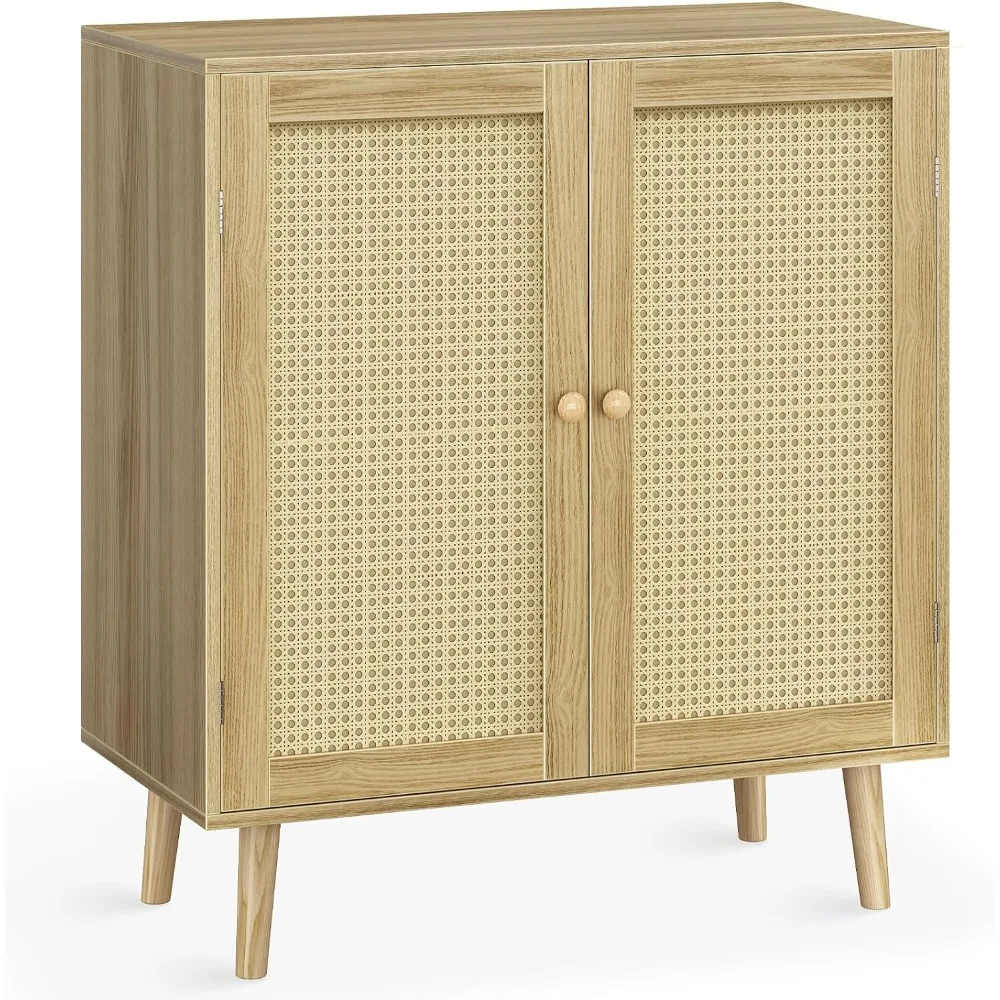 

Living Room Sideboard Buffet Cabinet Storage Cabinet With PE Rattan Decor Doors Cabinet/ Closet Entry Kitchen Furniture Natural