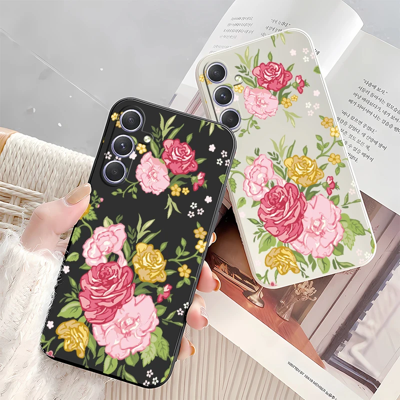 لينة قضية الهاتف لسامسونج غالاكسي A56 A36 A15 A54 A34 A24 A14 A26 A16 A55 A35 A25 A73 A53 A33 بولي TPU للصدمات ماتي زهرة غطاء #3