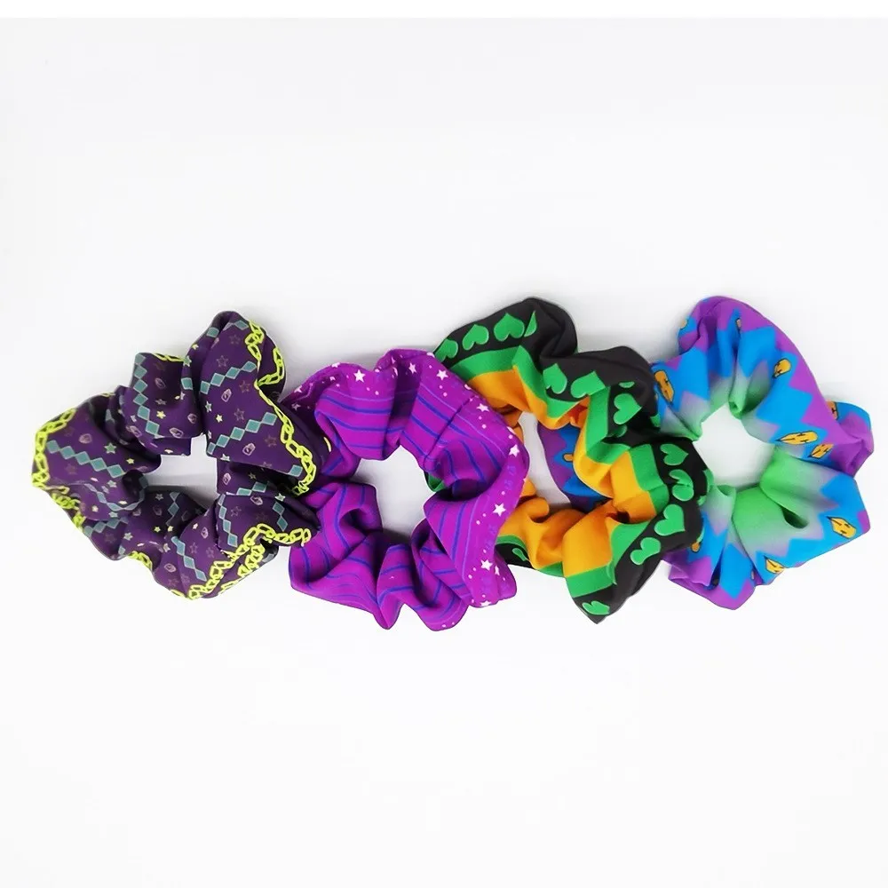 أنيمي غريبة مغامرة تأثيري الشعر Scrunchie ، جوسيف جوتارو ، يوشيكج ، روهان ، اكسسوارات الموضة ، الدعائم فتاة