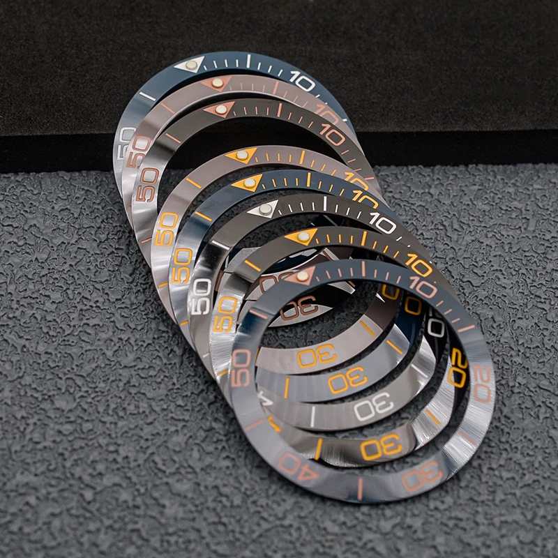 38 مللي متر مشطوف الألومنيوم الحافة إدراج يناسب SKX007 SKX009 SKX011 SRPD ساعة حافظة الرجال الغوص الساعات استبدال الملحقات