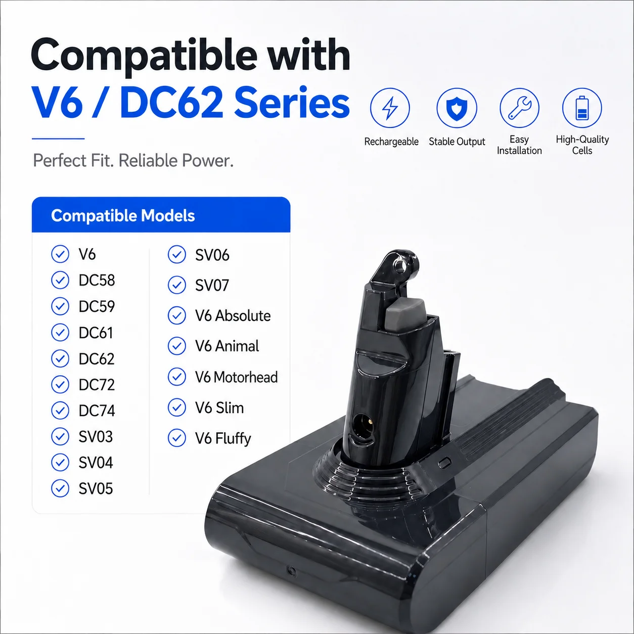 21.6V 28000mAh ForDyson Battery Replacement DC62 DC59 DC58 SV03 SV04 SV09 V6 Animal Motorhead V6 Slim V6 Absolute Vacuum Battery