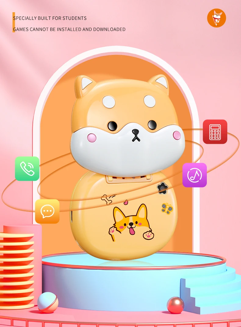Cute Mini Koki Mobile Phone Flip Cartoon Kids Children Dual Sim 2G GSM Keyboard Botton MP3 Player Unlocked New Cellphone