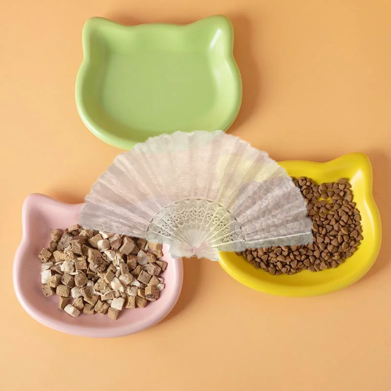 Cat Shaped Pet Feeding Dish 1PCS Non Slip Cute Pastel BPA Free Bowl for Kitten Adult Cat Food Water Use