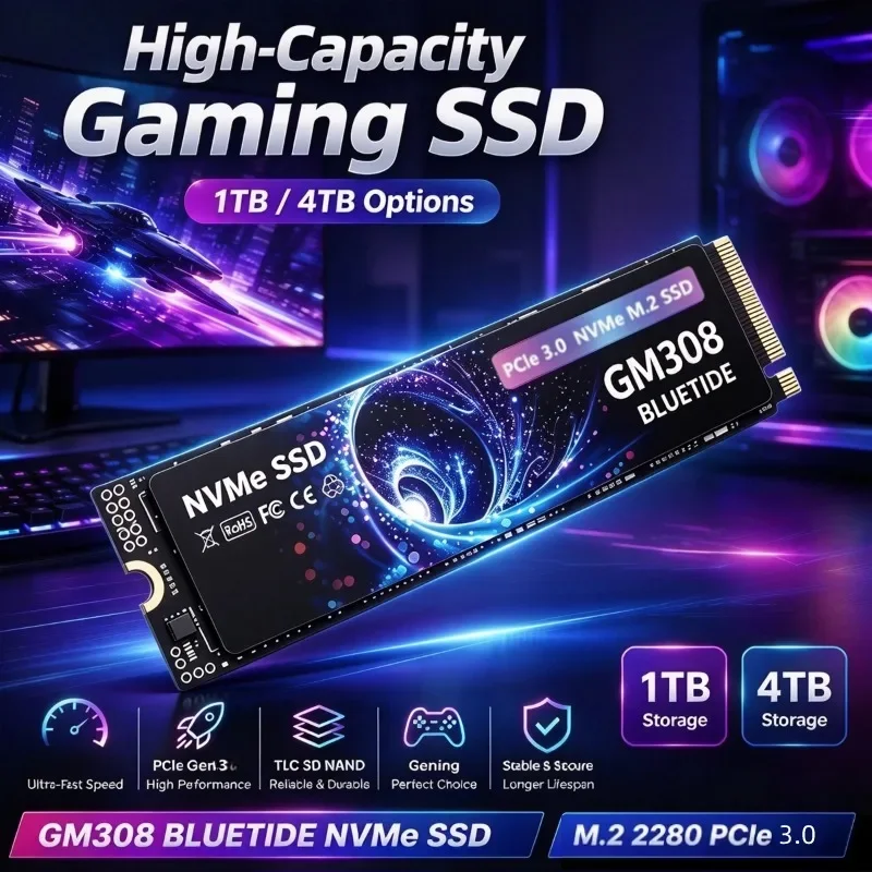 Original GM308 SSD NVMe M.2 500GB - 4TB SSD M.2 2280 PCie Gen3.0x3 Internal Solid State Drives Disk for Laptop Desktop