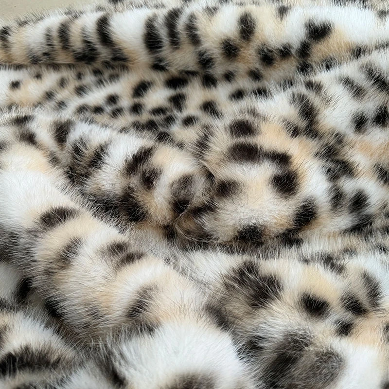 2cm High-grade Imitation Mink Leopard Fur Plush Fabric Large Fur Animal Clothing Fabric Casual High Street Lady Loose Outwears