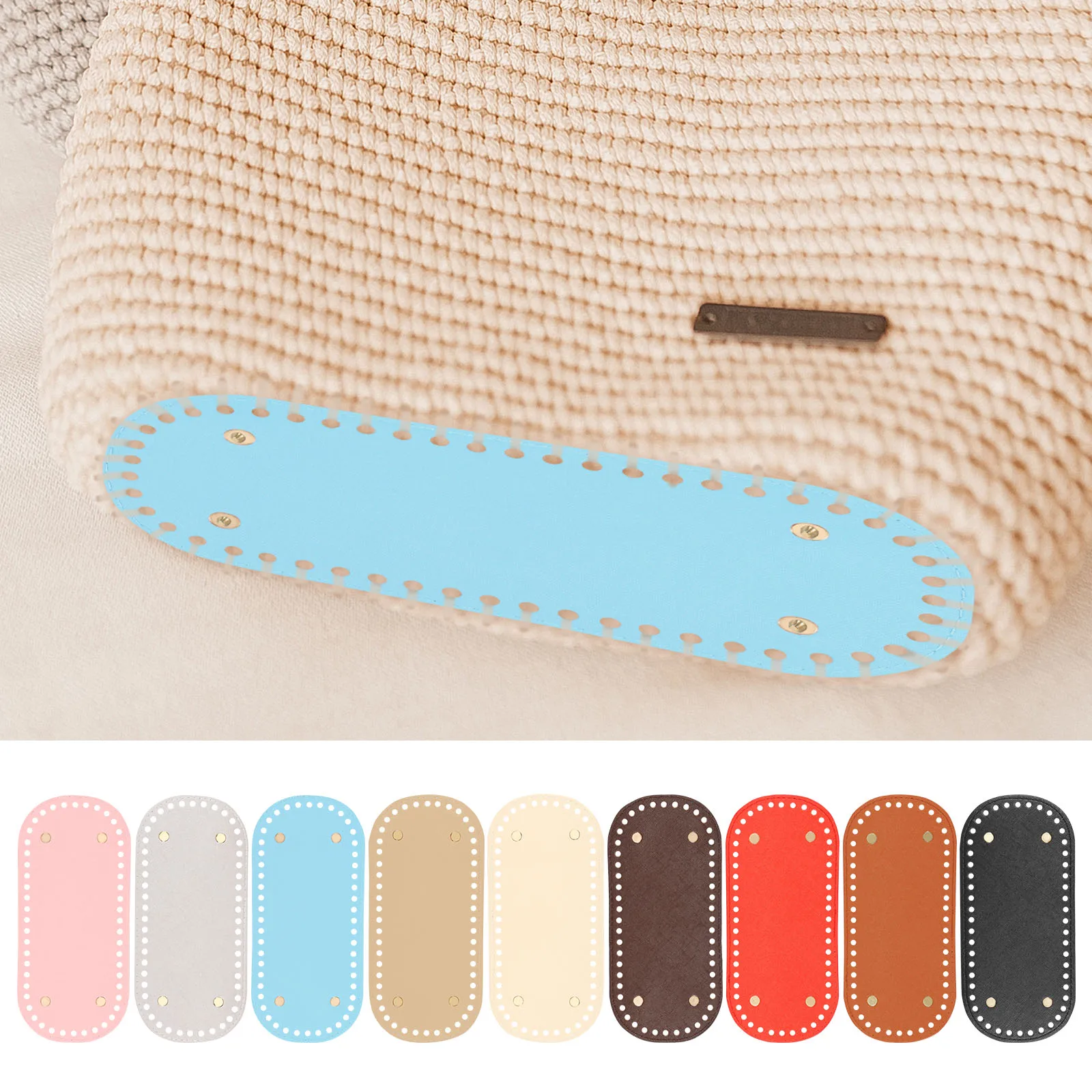 

9pcs PU leather Bag Base Crochet Bag Base Handmade Bottom With Holes Diy Crochet Bag Bottom Accessory for Backpack Shoulder Bag