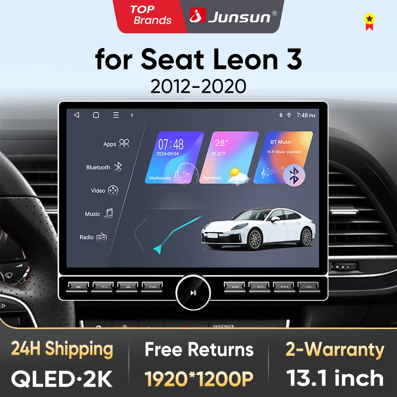 Image of Junsun 13,1″ QLED Wireless CarPlay Android Auto Autoradio für SEAT Leon Mk3 2012-2020 Intelligente Systeme DSP SWC RDS GPS FM BT
