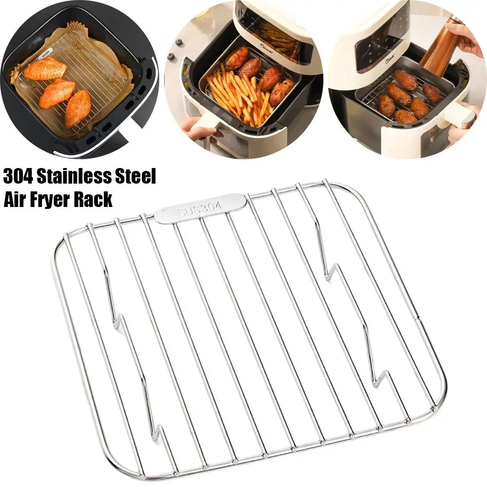 Portable Round Square Cooking Rack With Foot 304 Stainless Steel Grid Grill Thicken BBQ Net Home Kitchen Oven Steamer Cooker
