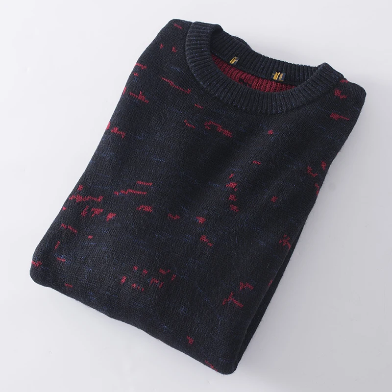 

Свободный крой, мужской круглый вязаный шерстяной свитер, зимний третий молодежный повседневный длинный свитер, базовый Sle, удобная шерстяная смесь