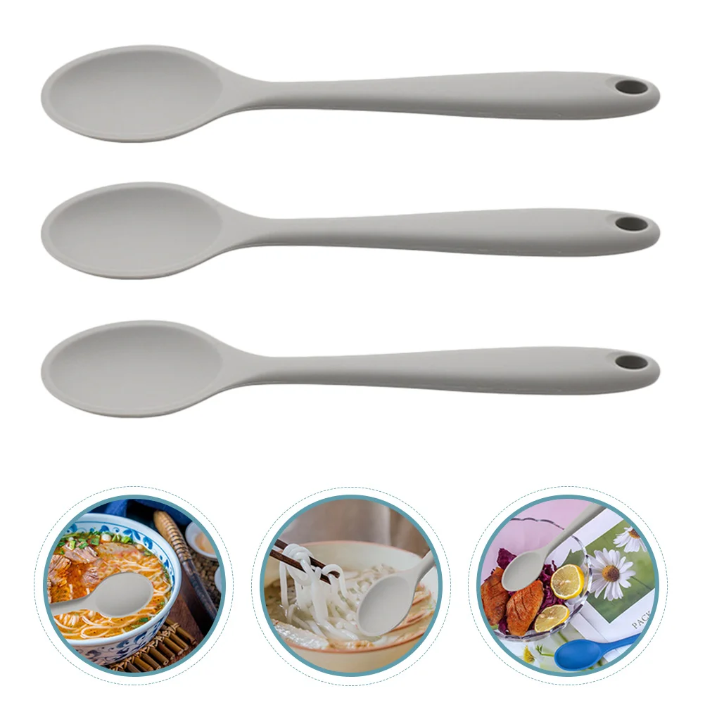 

3 Pcs Silicone Spoon Kitchen Supplies Food Spoons Salad Home Cooking Tools Stirring Ramen