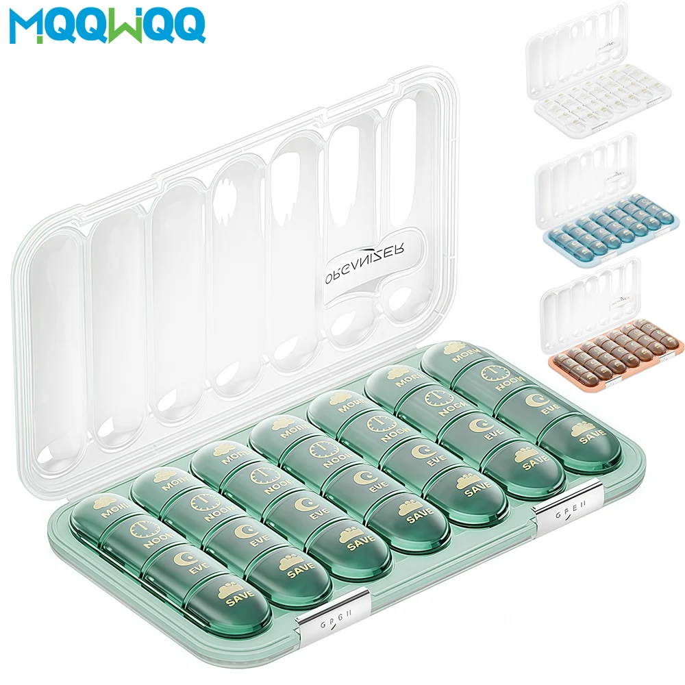 1PCS Weekly Pill Box Organizer 3/4 Times-a-Day, Pill Cases with 21/28 Compartments for Vitamins, Supplements, Medication,Travel