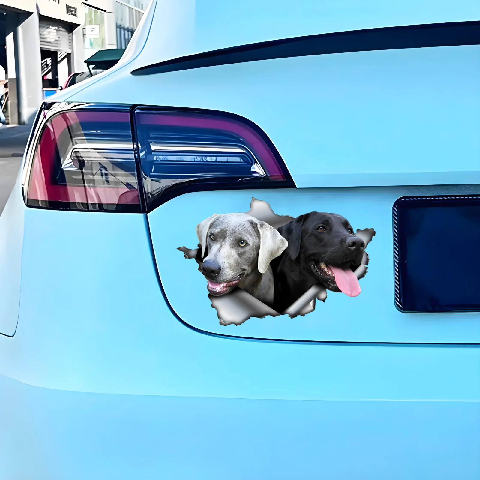 DK382# Two Hound Dogs Hiding in the Hole Car Stickers, Waterproof Irregularly Shaped Car Decoration Decals