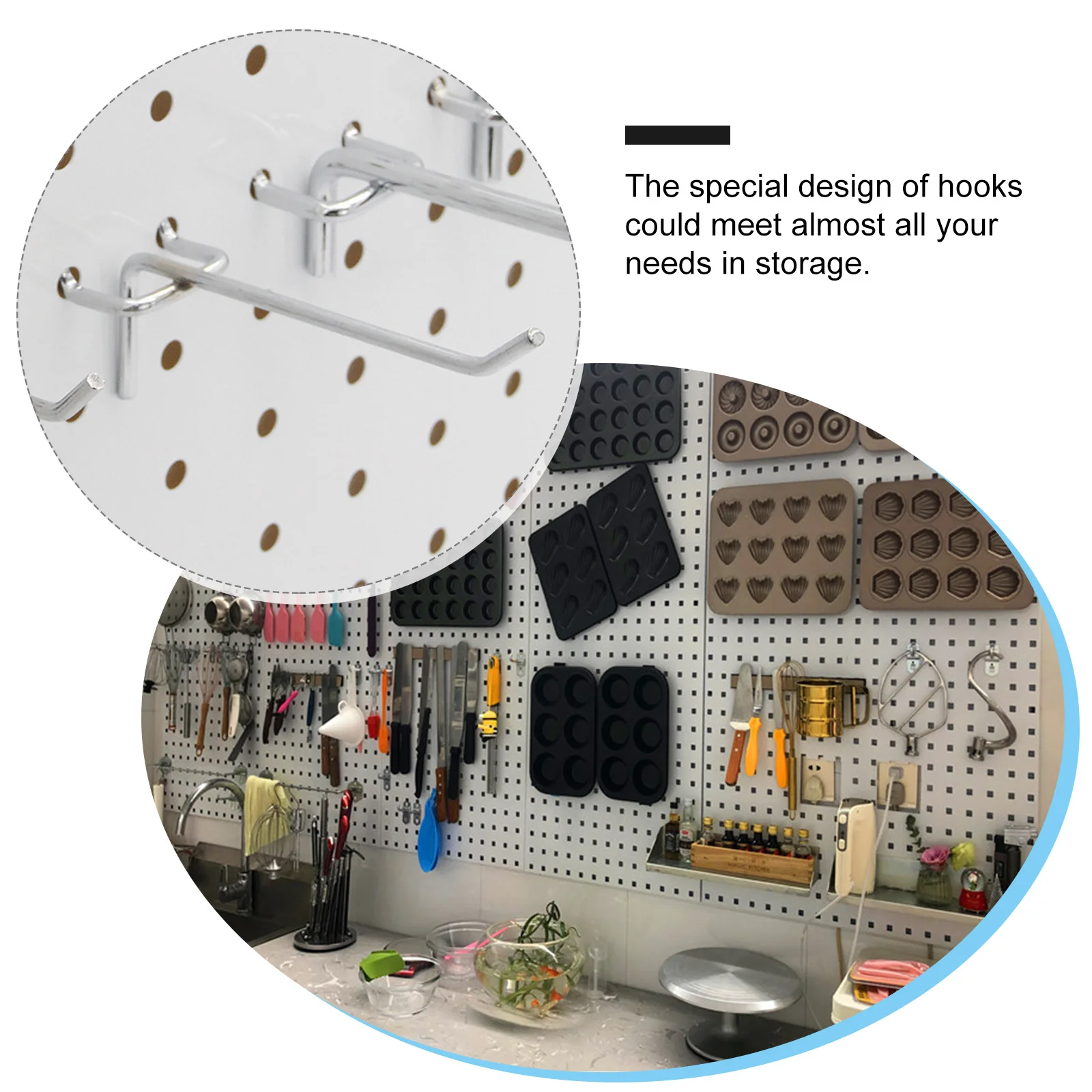 50 Pcs Peg Board Hook Wall Display Home Hooks Garage Pegboard Pegs Hanger Iron Utility Metal