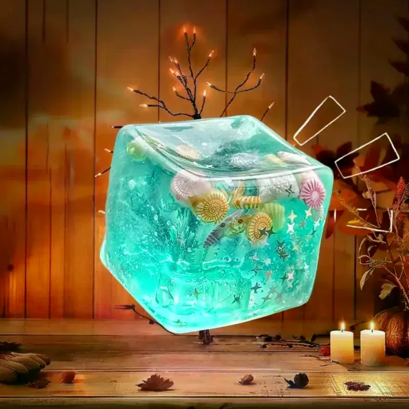 ของเล่นลูกบาศก์สัมผัสสีน้ำทะเลโดย Taba, 1 ชิ้น ลูกบอลบีบคลายเครียดแบบช้า, ของขวัญเพื่อการผ่อนคลายสำหรับเด็กและผู้ใหญ่