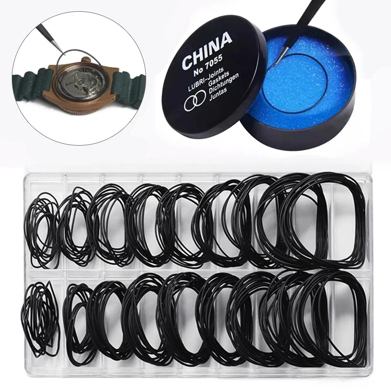 0.5mm/0.6mm Watch Back Case Rubber Waterproof O-Ring Gasket Professional Repair Tool Set Watch Care Waterproof Oil Gasket Grease