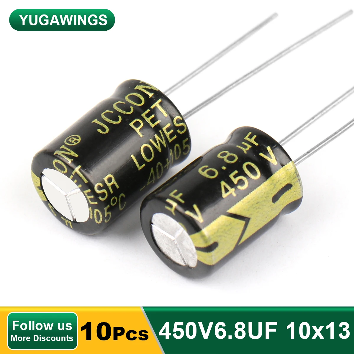 

10Pcs 450V6.8UF Aluminum Electrolytic Capacitor High Frequency Low ESR ±10% 2000Hours 105℃ DIY Electric Capacitors Size 10x13mm