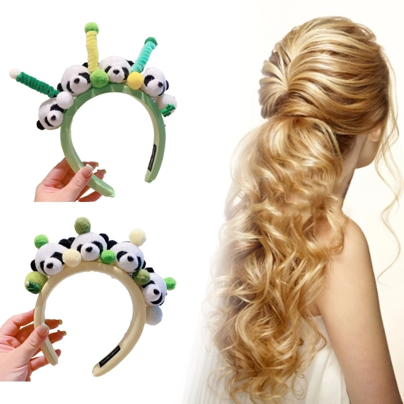 Carnivals Party Headband Cartoon Stuffed Panda Shape Hair Hoop for Adult Kids