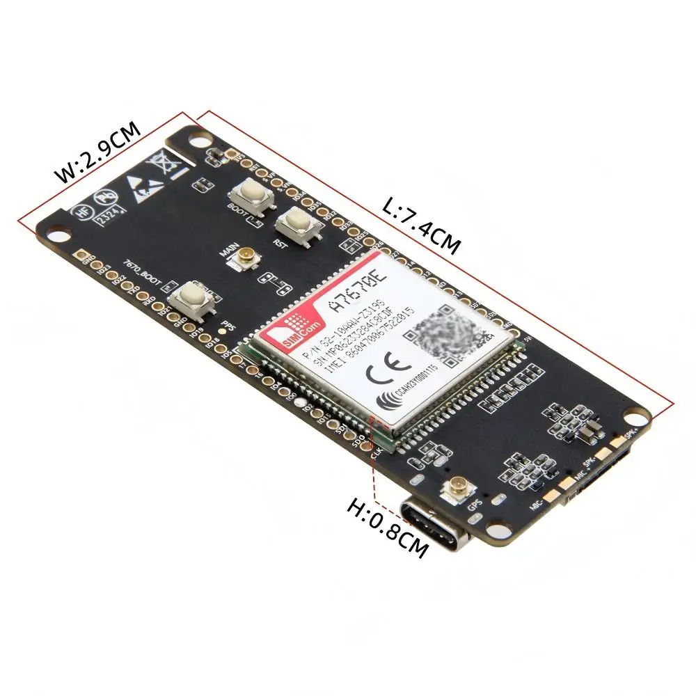 ESP32 4G LTE GSM Communication Module A7670E Wi-Fi BT 4.2 I2C SPI UART Interface Low Power IoT Development Board