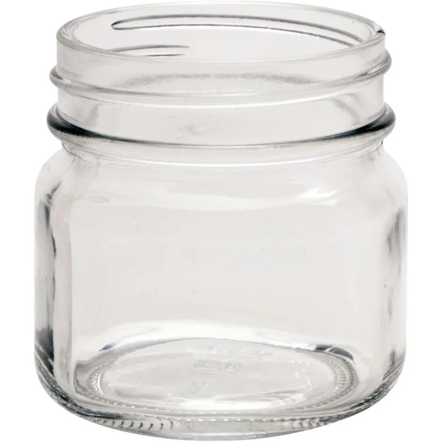 

8 Ounce Glass Smooth Square Regular Mouth Mason Canning Jars for Home Food Storage Kitchen Organization and DIY Crafts Includes