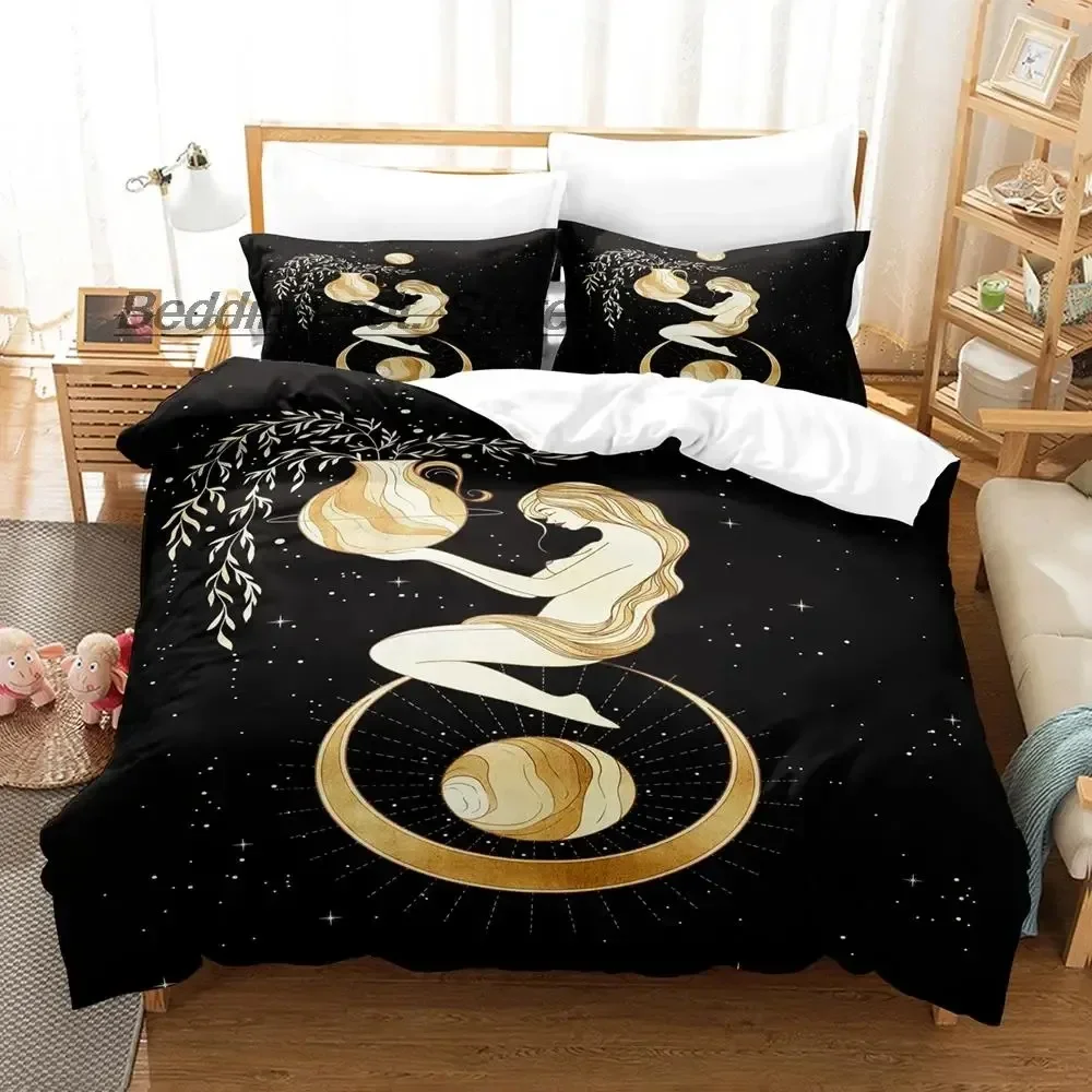 Popular Witch Moon Bedding Set Single Twin Full Queen King Size Bed Set Aldult Kid Bedroom Duvetcover Sets Anime Bed Sheet Set