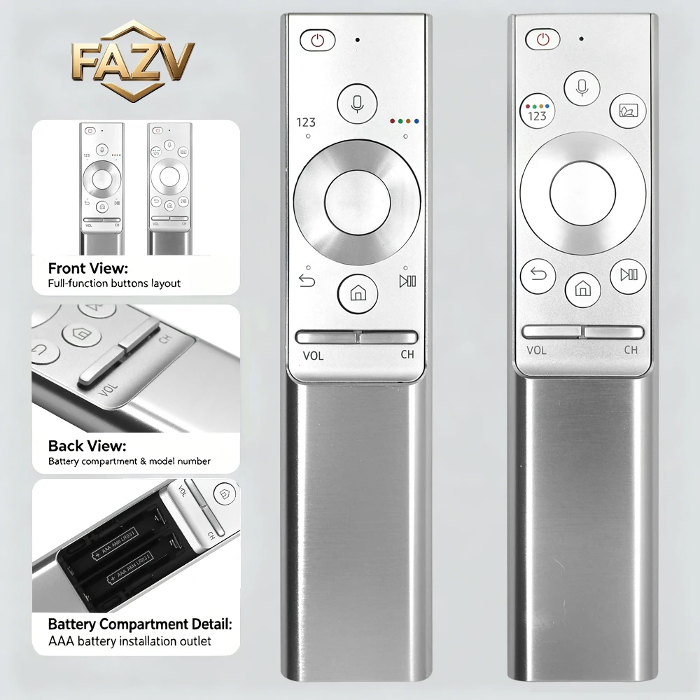 Control Remoto por Voz FAZV de Metal para Samsung BN59-01270A BN59-01300L Q9F QN55Q9 QN65Q9 QN75Q9 QLED Neo QLED 4K UHD Smart TV