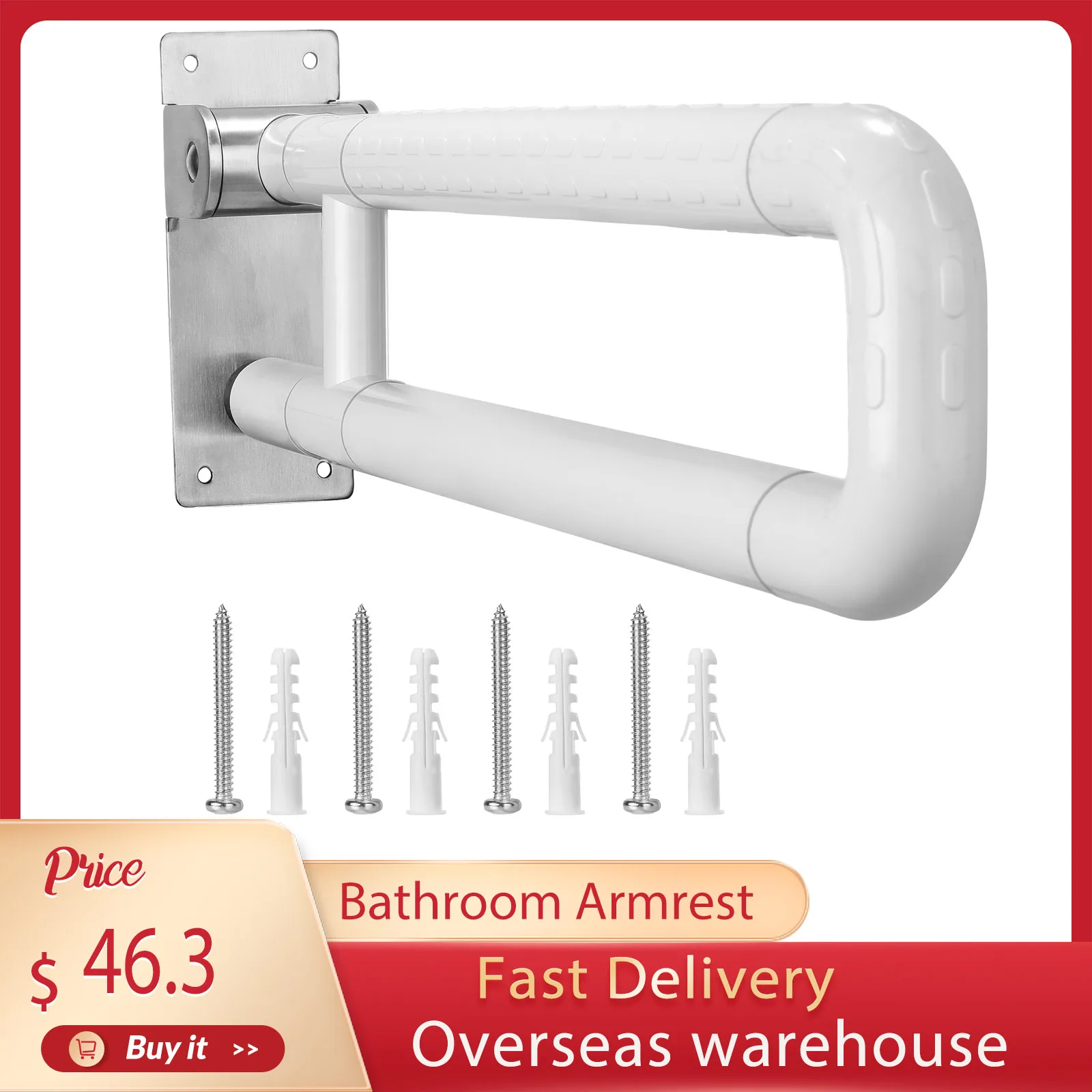 60cm Bathroom Support Handle Foldable Bathroom Safety Powerful Support Handle 300~350kg For Elderly Disabled Pregnant Women