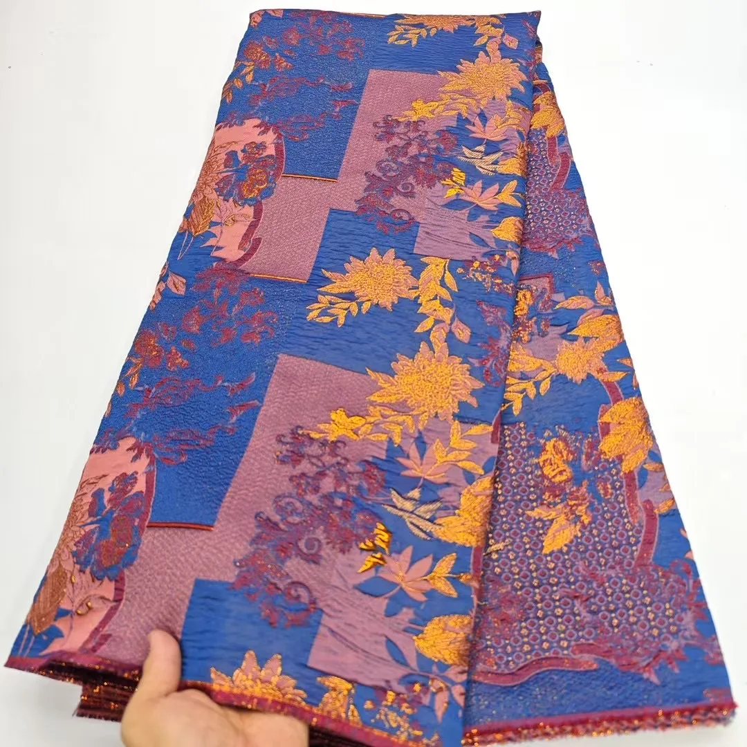 

2025 Nigerian Organza Lace Fabrics New African Brocade Jacquard Organza Lace Fabric High Quality French Tulle Lace Dress HHD6309