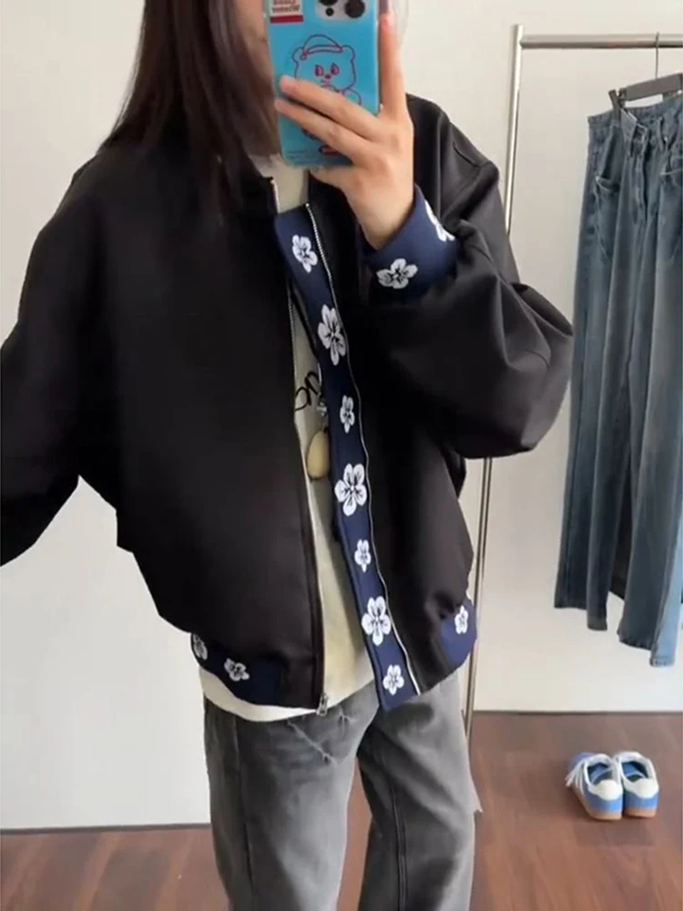 

Мужская демисезонная куртка American Sle Flight Jaet, черная, с вышивкой, верхняя одежда, приталенный крой, молодежный тренд, ветрозащитная