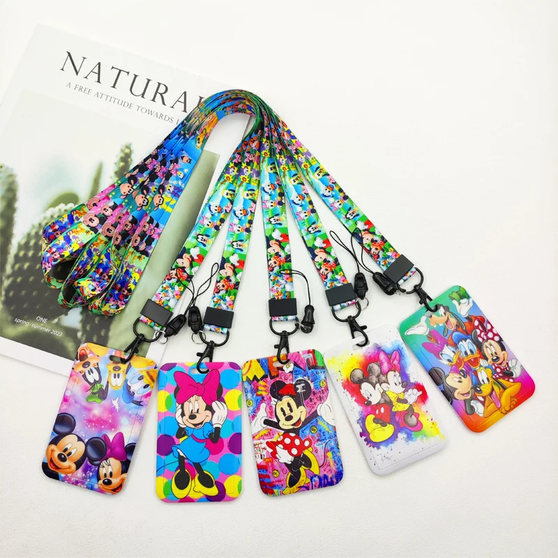 New Arrival Mickey Minnie Mouse Lanyard ID Card Badge Holder Cartoon Neck Strap Keychain Key Rings Credential Case Lariat Gift