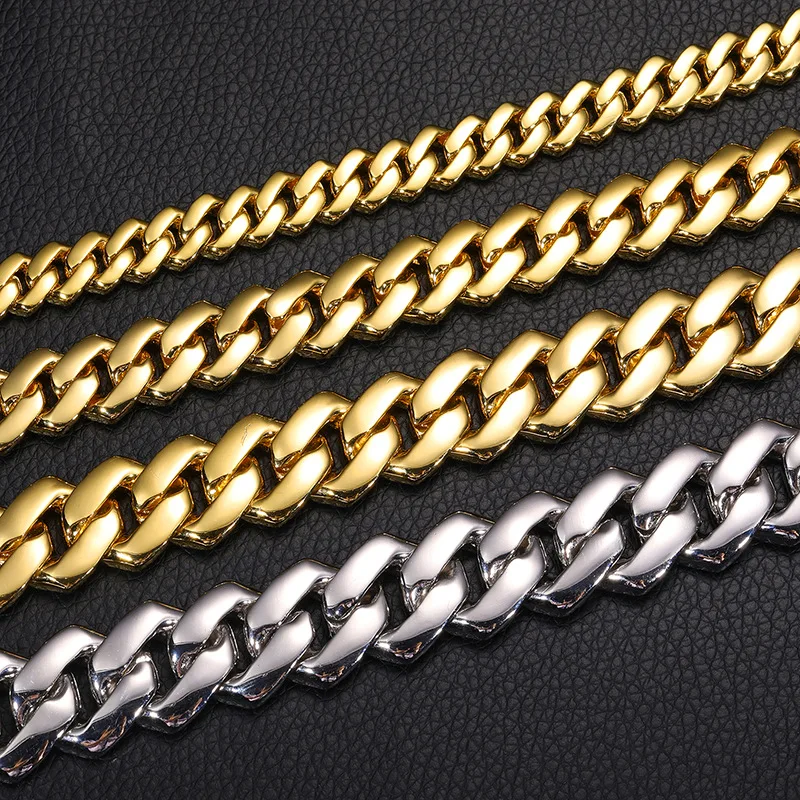 10/14/18/20mm wide Hip Hop 5A+ CZ Stone Bling Ice Out Rhombus Cuban Link Chain Necklace for Men Rapper Jewelry Drop Shipping