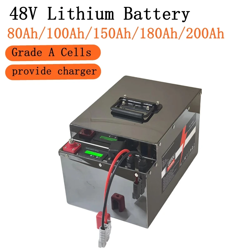 

48V 200Ah 180Ah 150Ah 100Ah 80Ah Lithium li ion battery with BMS 14S for energy sotrage solar system 10kw inverter golf cart UPS