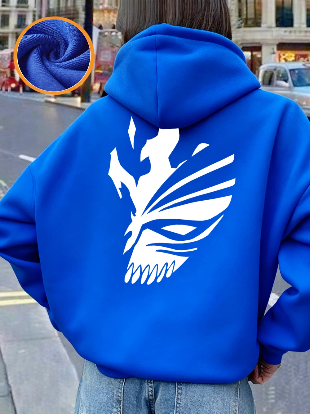 Bleach Ichigo Red Mask Printing Hoodies Damen Winter Fleece Warm Sweatshirt Casual Pocket Pullover Basics Lose Damenkleidung – Detail 18
