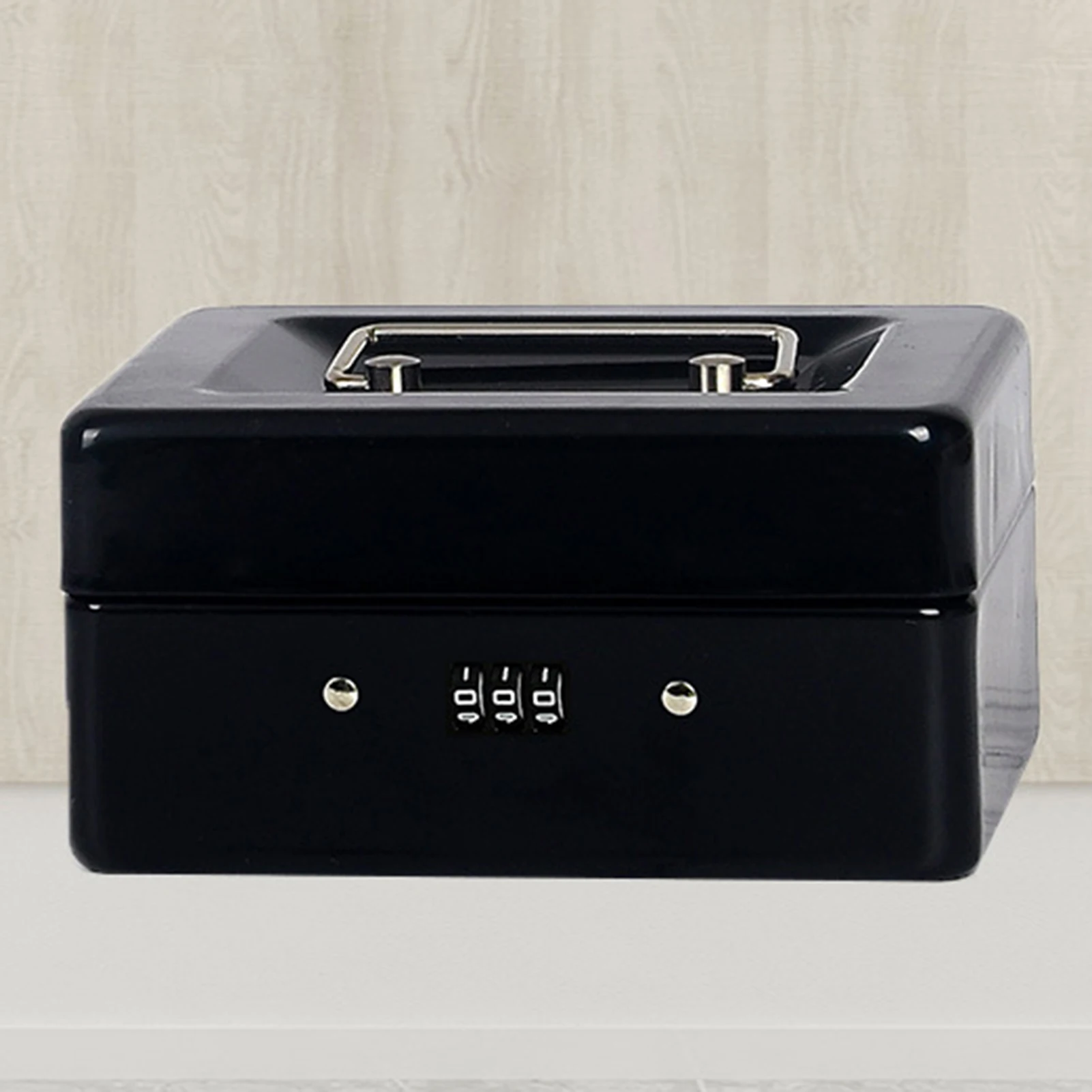 Standard Steel Cash Box with Lock Cash Drawer Tray Locking Cover Small Safe Lock Box with Key