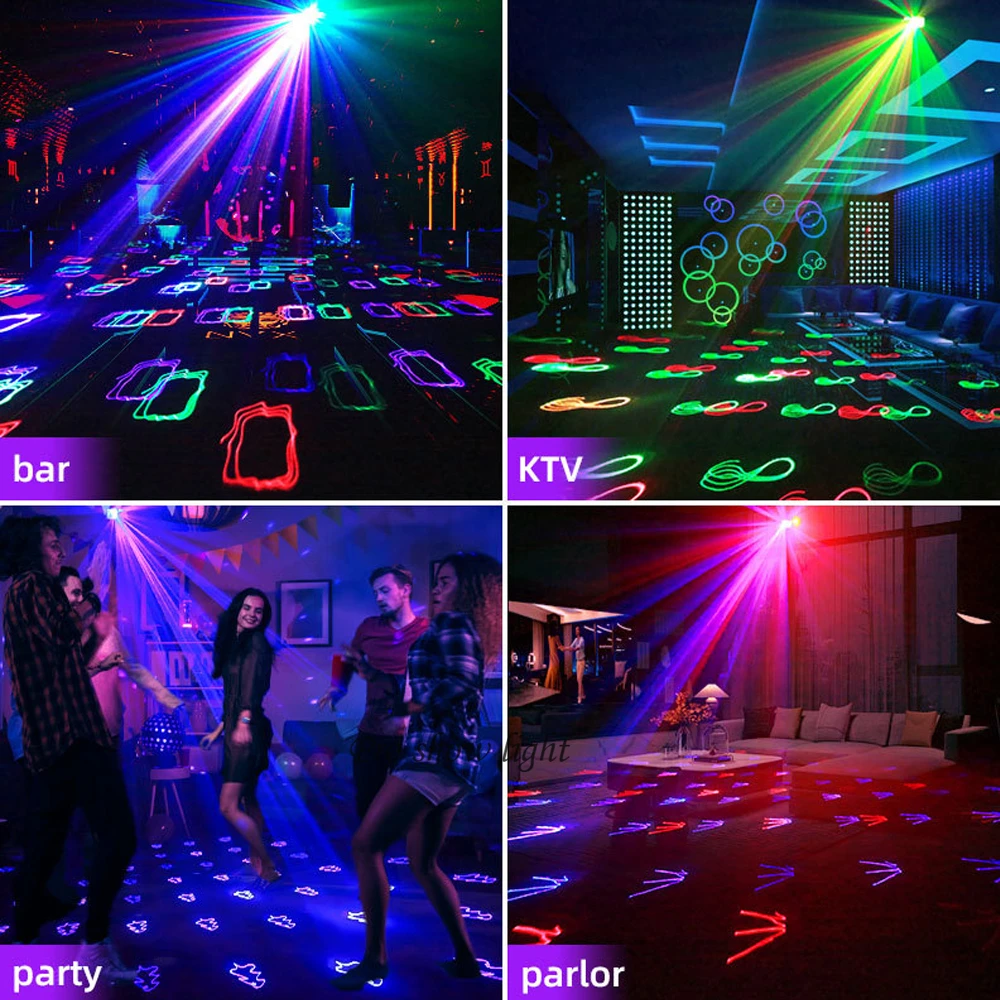 DJ Lazer Licht mit Fernbedienung 3D Animation Laser Projektor Lichter LED Bühne Party Lichter Multi Effekt Disco Club Show Licht