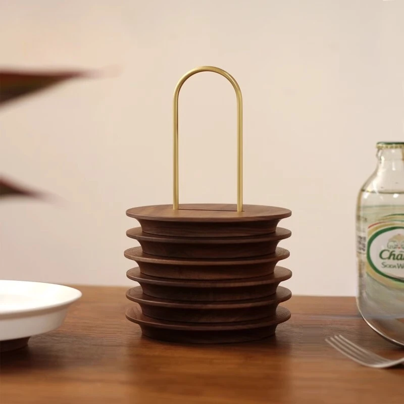 

6 шт., салфетки для обеденного стола из черного ореха, изоляционные роскошные круглые коврики для чайной чашки, термостойкие подставки для столовых приборов, изолированные аксессуары для стола