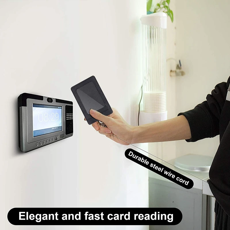 2 × مجموعة حاملات شارات ومشابك بكرة قابلة للسحب شديدة التحمل، حامل شارات عمودي من جلد البولي يوريثان فتحات بطاقة نافذة الهوية الشفافة