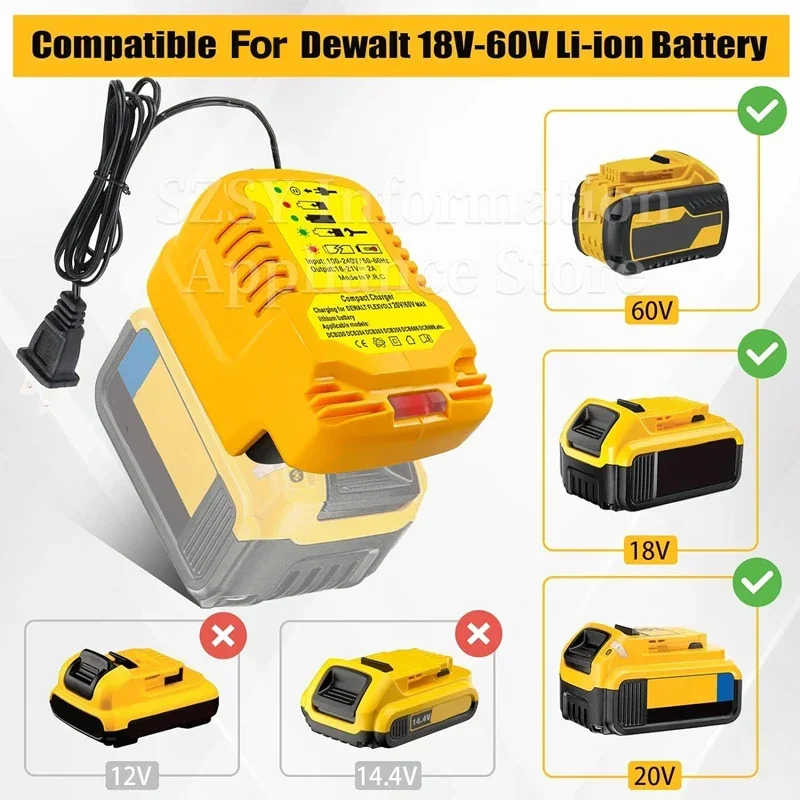 Mini Fast Charger Replacement for Dewalt 20V Battery Charging Station Compatible For Dewalt 20v Battery Charger DCB107 DCB112