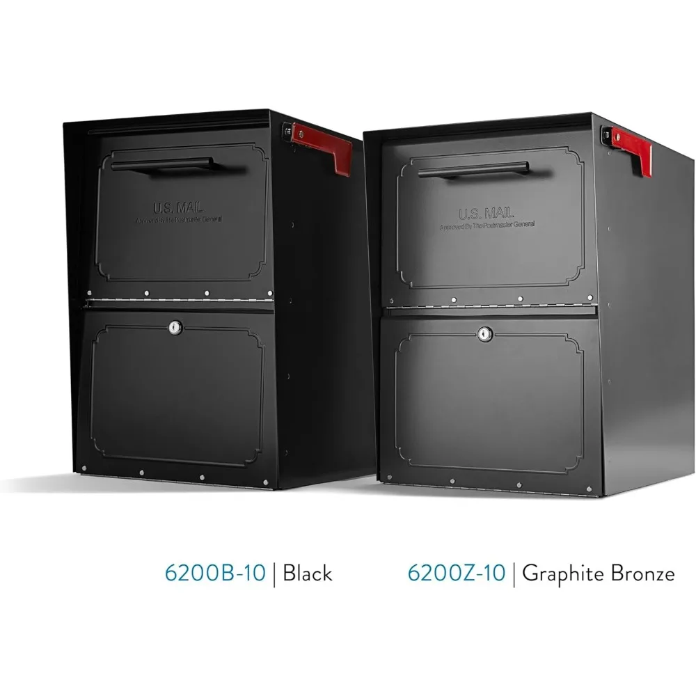 High Security Locking Parcel Mailbox, Black, 18x15x11.5 Inches, Galvanized Steel for Durability and Weather Protection