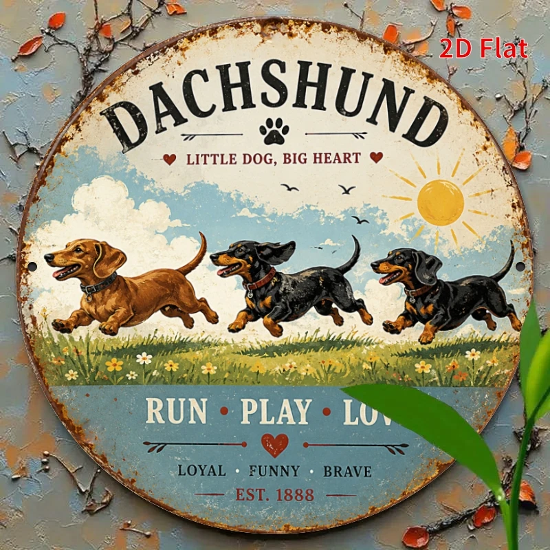 2D Flat - Decorative Sign 2D Flat, [2Dflat], 1pc 7.87X7.87Inch- Dachshund Dog Decorative Signs, Little Dog Big Heart Pet Lover W