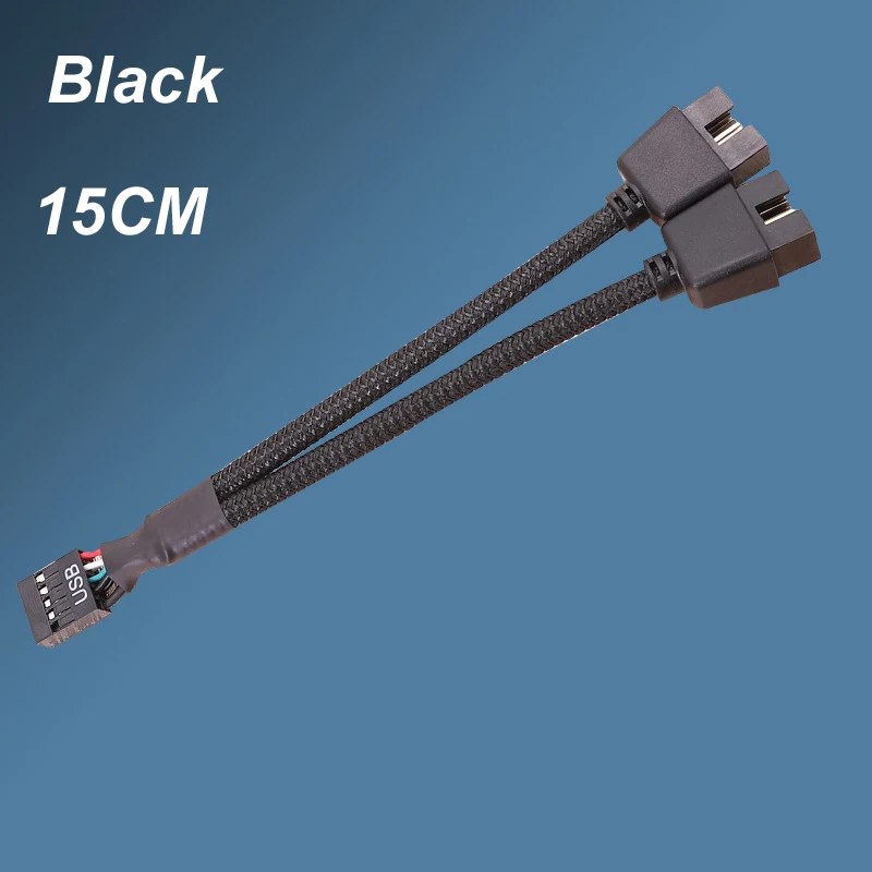 15cm Computer Motherboard USB 2.0 Extension Cable 9 Pin 1 Female To 2 Male Y Splitter Audio HD Extension Hub Cable For PC