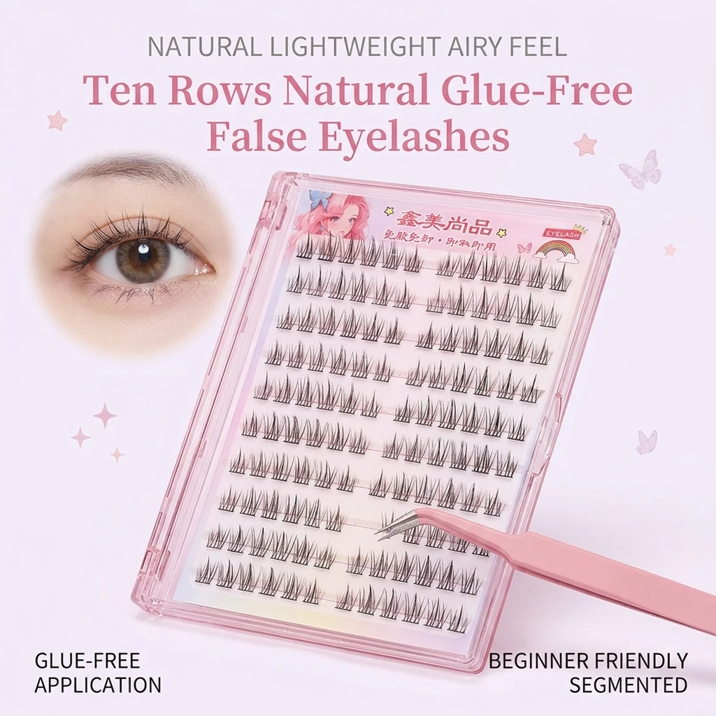 Self Adhesive Sunflower False Eyelashes Natural Curling Volume Comfortable Reusable For Daily Parties Photography 10 Pairs
