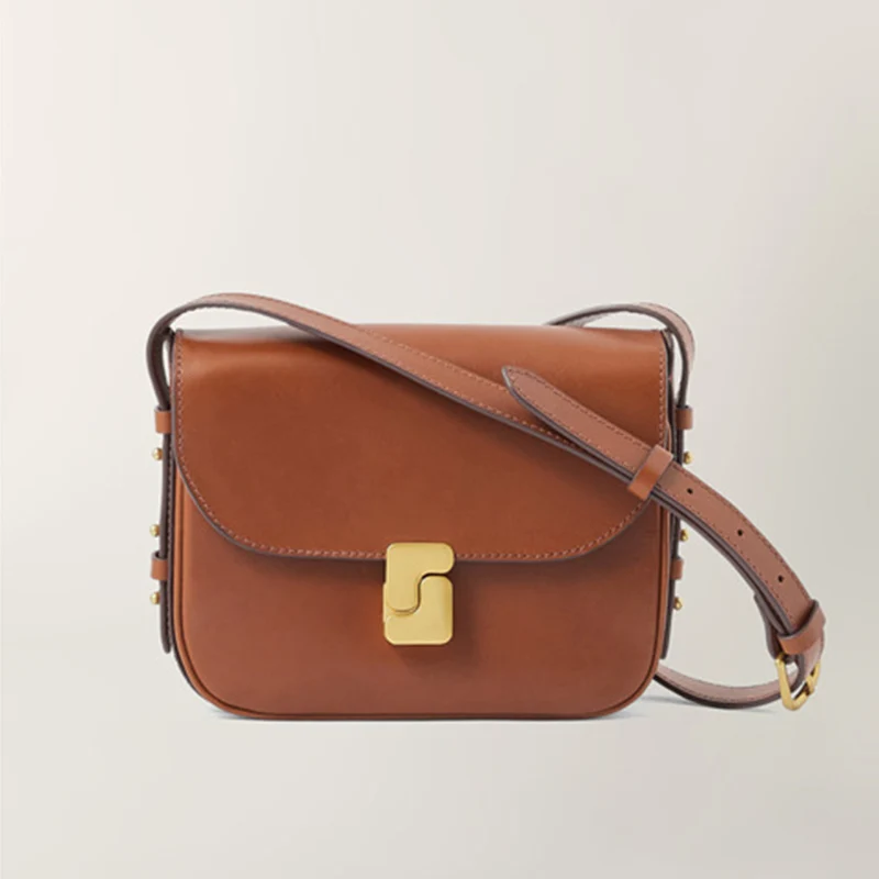 

French retro commuting leather shoulder bag, tofu bag, women's shoulder bag, small square bag