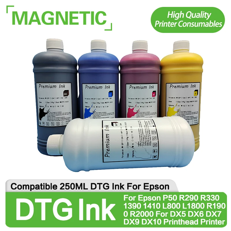 

250ml DTG Ink For Epson T50 P50 R290 R330 1390 1410 L800 L1800 R1900 R2000 For DX5 DX6 DX7 DX9 DX10 Printhead Printer