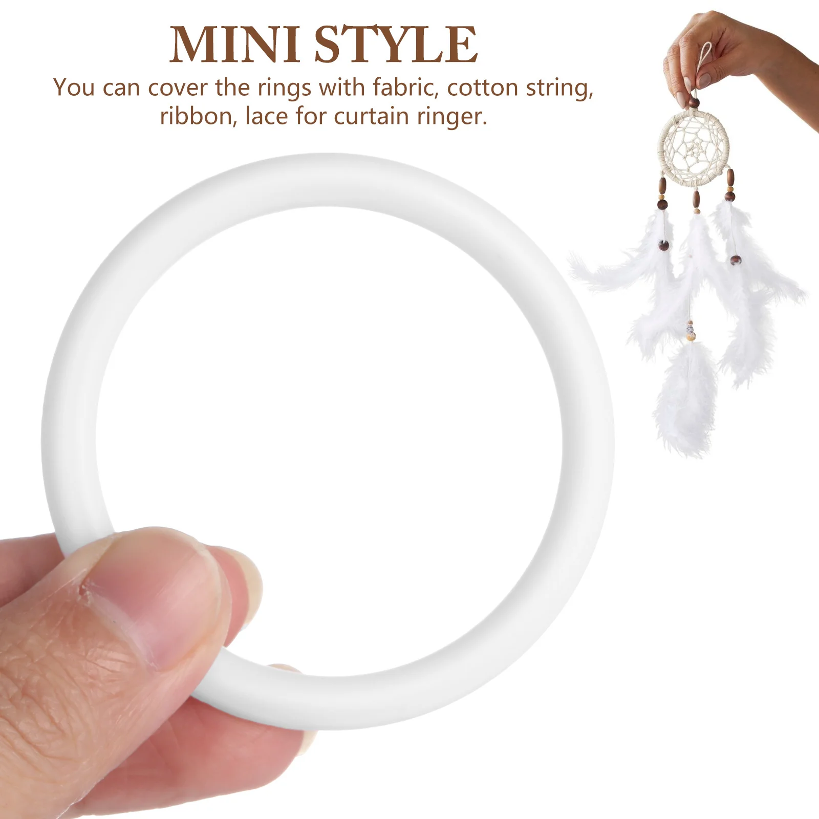 

30pcs Dreamcatcher Kits 6Cm White Plastic Rings Diy Craft Supplies For Wall Hanging Decor Dreamcatcher Circle Plastic Ring