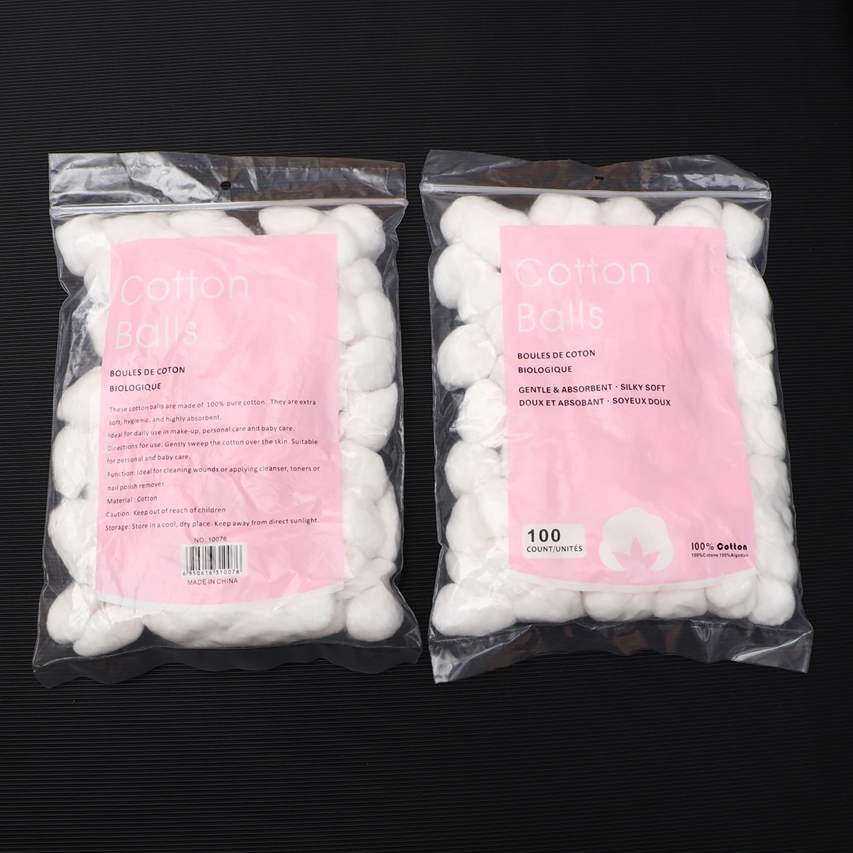 

100pcs Pure Cotton Balls Makeup Removal Face Cleaning Soft Absorbent Skincare Tool Resealable Bag White Cotton Ball