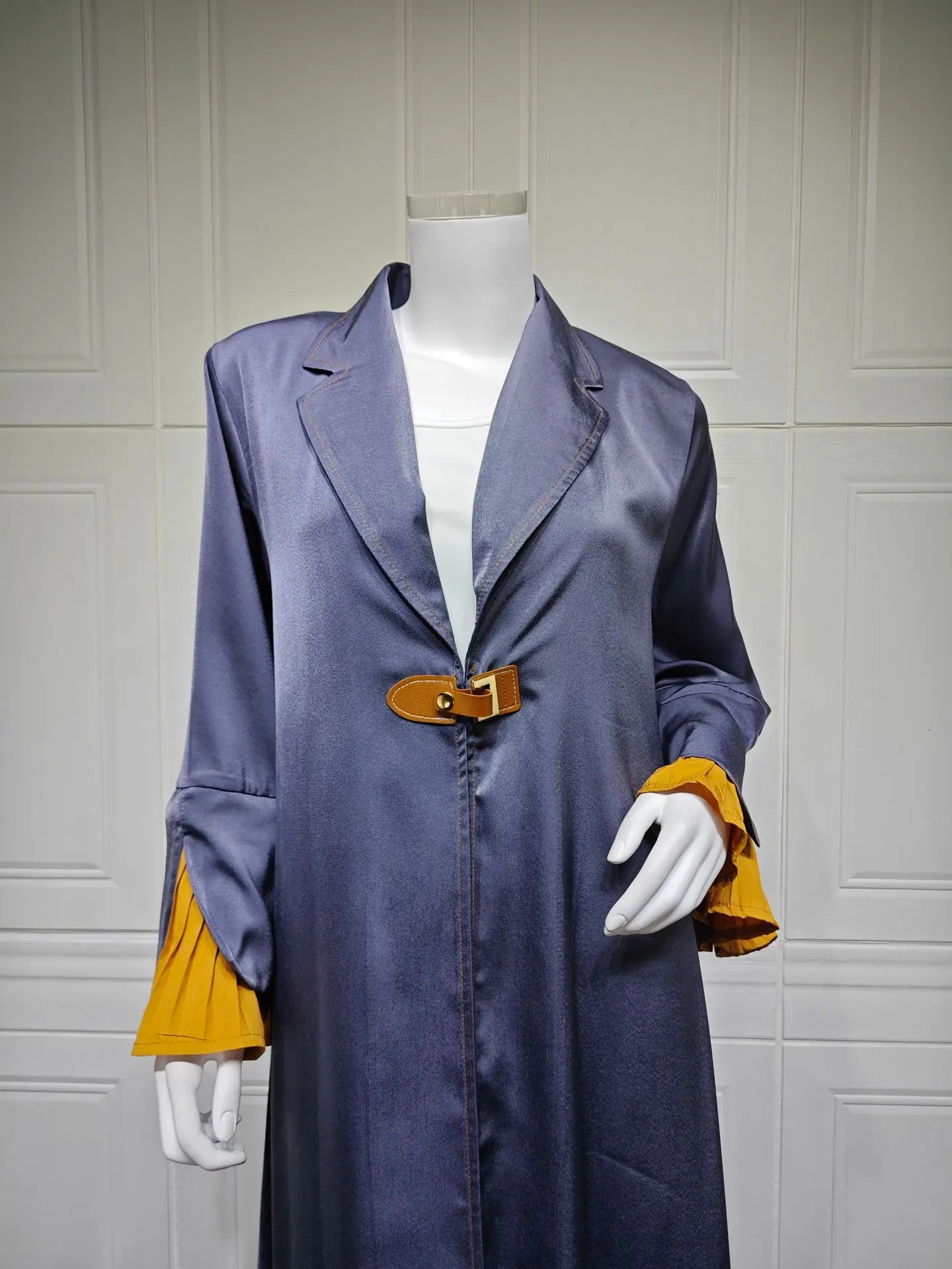 Dubai Open Kimono Abayas Women Muslim Dress Lapel Neck Coat Cardigan Kaftan Jalabiya Caftan Musulman Femme Robe Islam Clothing