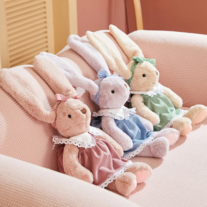 46cm Cute Skirt Fluffy Rabbit Plush Toy Soft Stuffed Animal Kids Bunny Sleeping Toys Lovely Cartoon Cuddle Dolls Children Friend