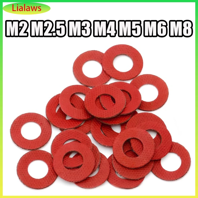 200/500/1000 Uds. Arandela plana aislante de fibra de papel de acero rojo M2 M2.5 M4 M5 M6 M8 anillo de junta lisa de aislamiento espaciador de mesón