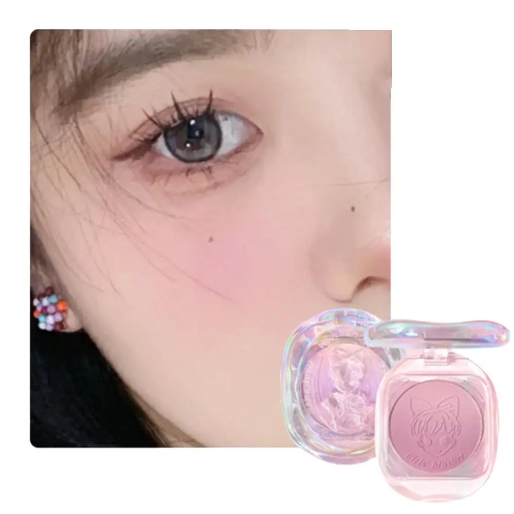 Girls' Gradual Powder Blusher Palette Crystal Shell Cheek Pink Contour Cream Tint Face Blush Peach Makeup Blush Cosmetics R S8U4