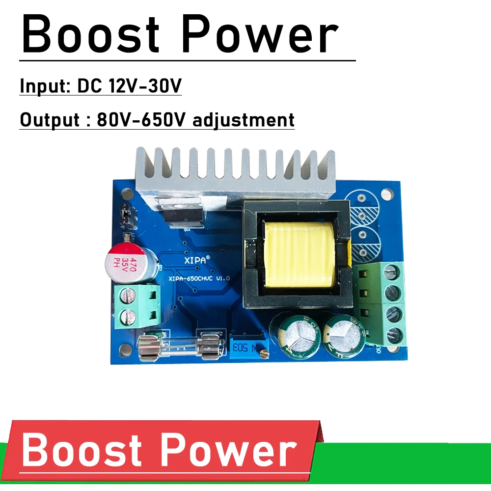 DC-DC Boost Converter Module 12V/24V Input to 80-650V Adjustable Output Voltage Regulator Power Supply for Industrial Use
